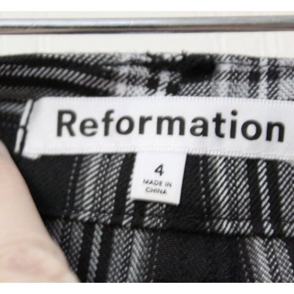 Reformation Checked Black White Pants Franklin Checked Trousers Size 4 - Picture 3 of 6